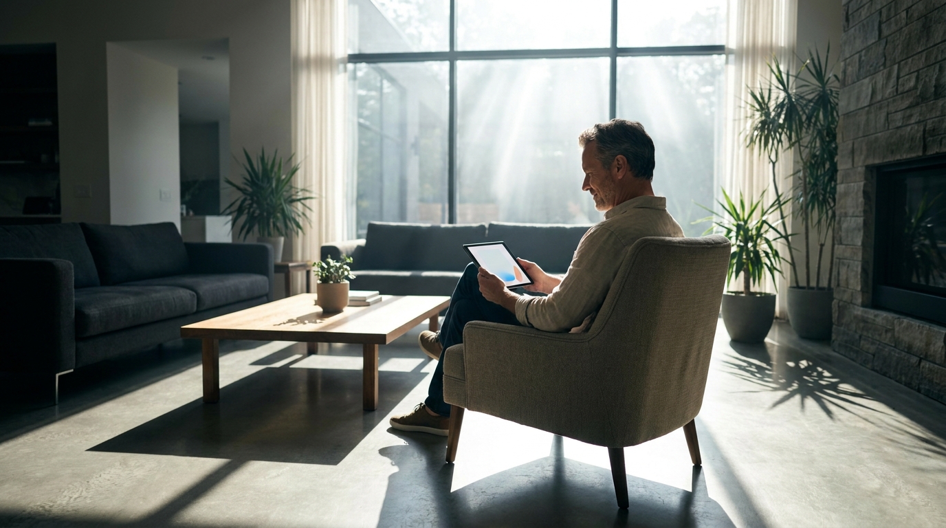 Camion livraison pellets devant maison avec poêle à pellets